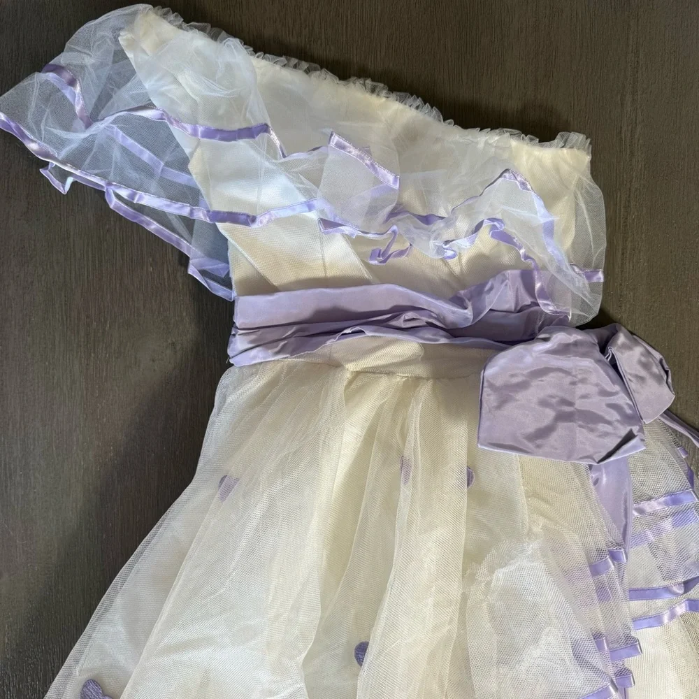 Vintage Ballgown Gunne Sax Style Alfred Angelo Flirtations White Purple Dress 2